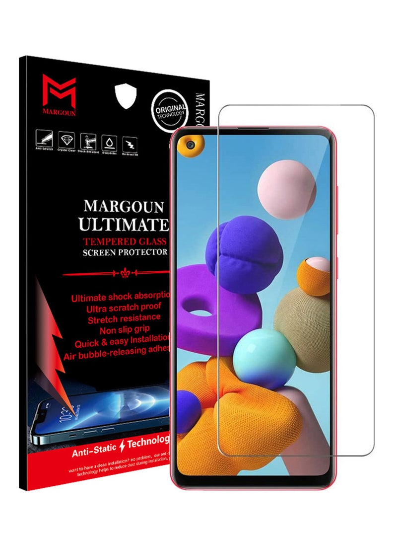 MARGOUN Ultimate Tempered Glass Screen Protector for Samsung Galaxy A21s Clear - Image 1