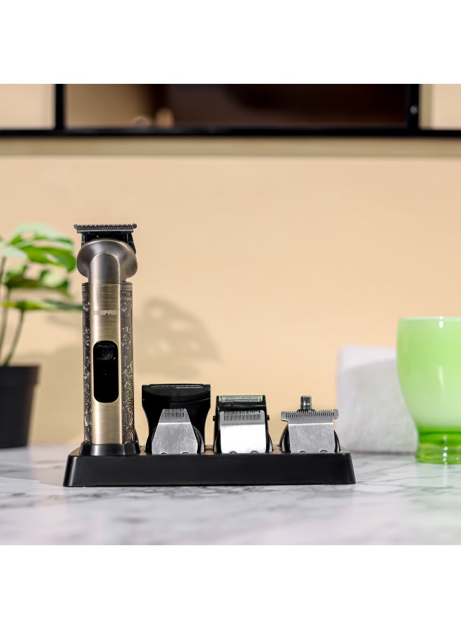 18-in-1 Rechargeable Digital Grooming Kit | Removable and Washable Blades, Zero Overlap Blades, T-Blade, U-Blade, Cosmetic Trimmer, Works 90 Minutes Continuously on Full Charge| Cord and Cordless Working, Prefect for Home and Professional Styling | 2 Years Warranty GTR56026N Gold & Black