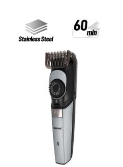 GEEPAS Rechargeable Hair Trimmer ION Battery GTR56042 - Stainless Steel Blade, Hair Clipper And Beard Trimmer With Sharp Blades, USB Charging 2 Comb Different Cutting Length Black  - Image 1