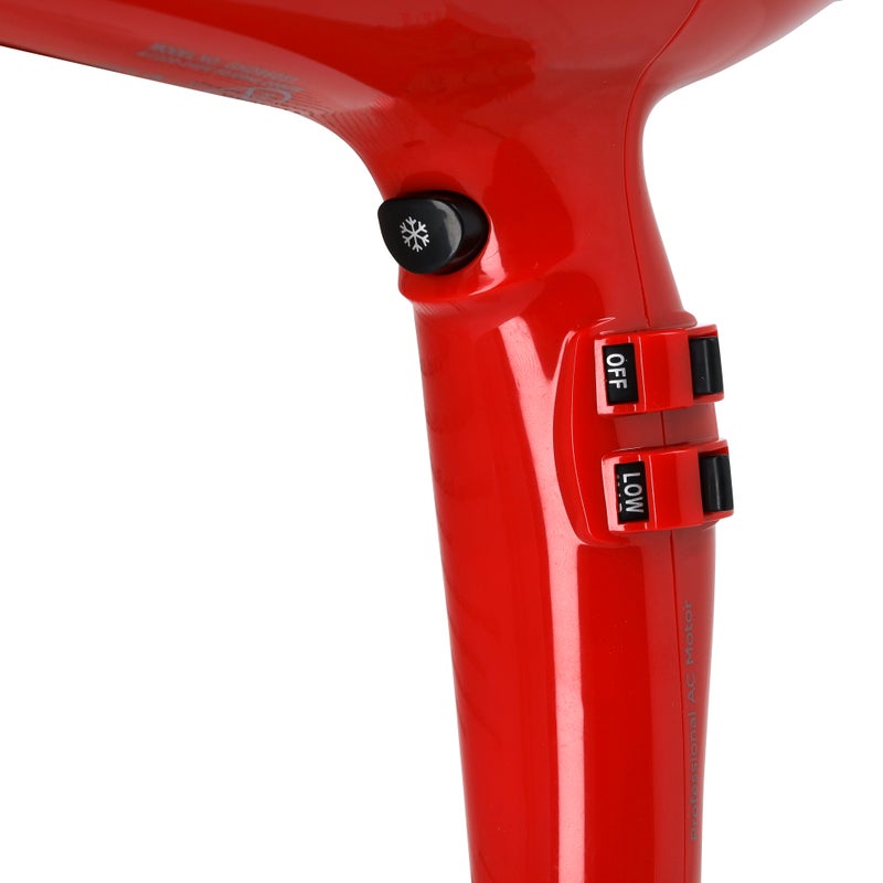 GEEPAS - Hair Dryer Professional Concentrator Cool Shot Function Free Styling, Durable and Lightweight 2000W Red 29cm - Image 1