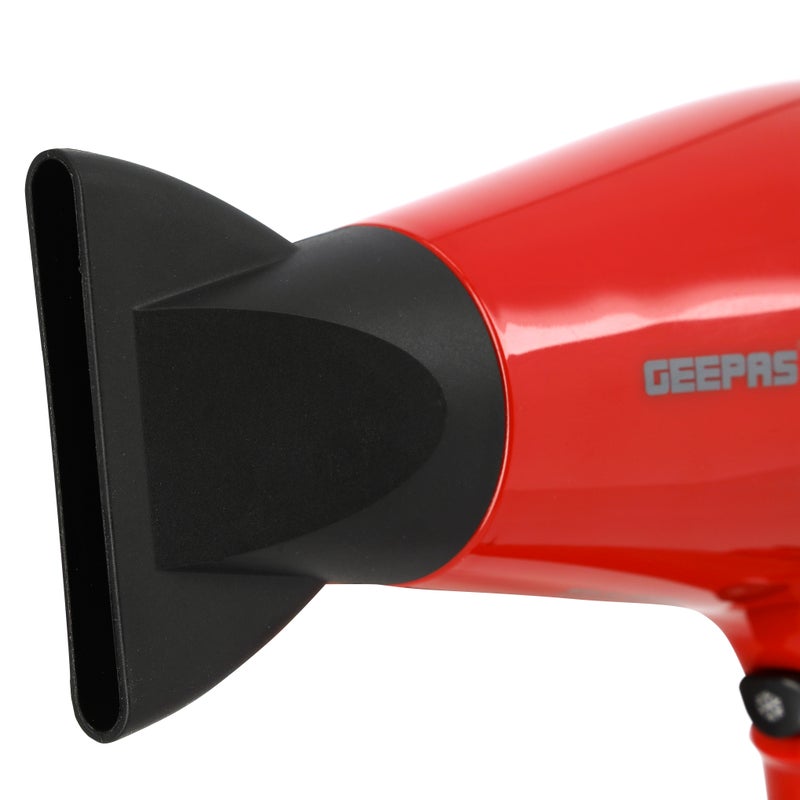 GEEPAS - Hair Dryer Professional Concentrator Cool Shot Function Free Styling, Durable and Lightweight 2000W Red 29cm - Image 1