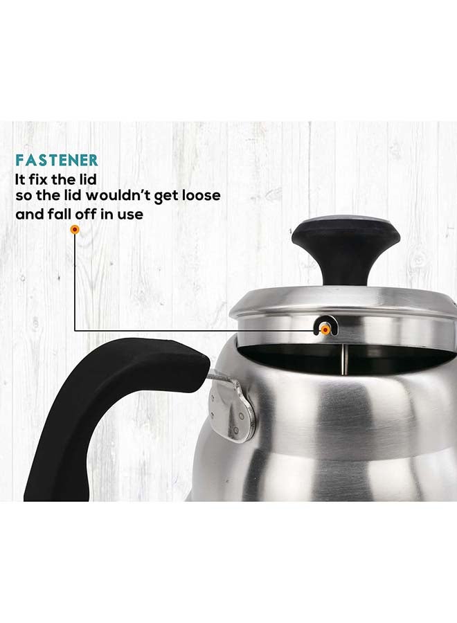 MIBRU - Coffee Kettle With Thermometer Drip V60 Pour Over Coffee Gooseneck Thin Spout Works On Stovetop Silver 1200ml - Image 1