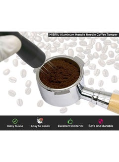 MIBRU Coffee Needle Pen Size Wdt Tool Espresso Distribution Tool Coffee Powder Stirrer With Aluminum Stand Black 14x2.5x2.5cm  - Image 3