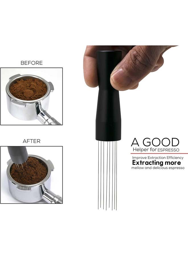 Coffee Needle Pen Size Wdt Tool Espresso Distribution Tool Coffee Powder Stirrer With Aluminum Stand Black 14x2.5x2.5cm
