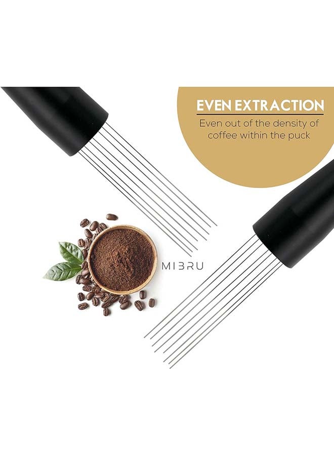 Coffee Needle Pen Size Wdt Tool Espresso Distribution Tool Coffee Powder Stirrer With Aluminum Stand Black 14x2.5x2.5cm