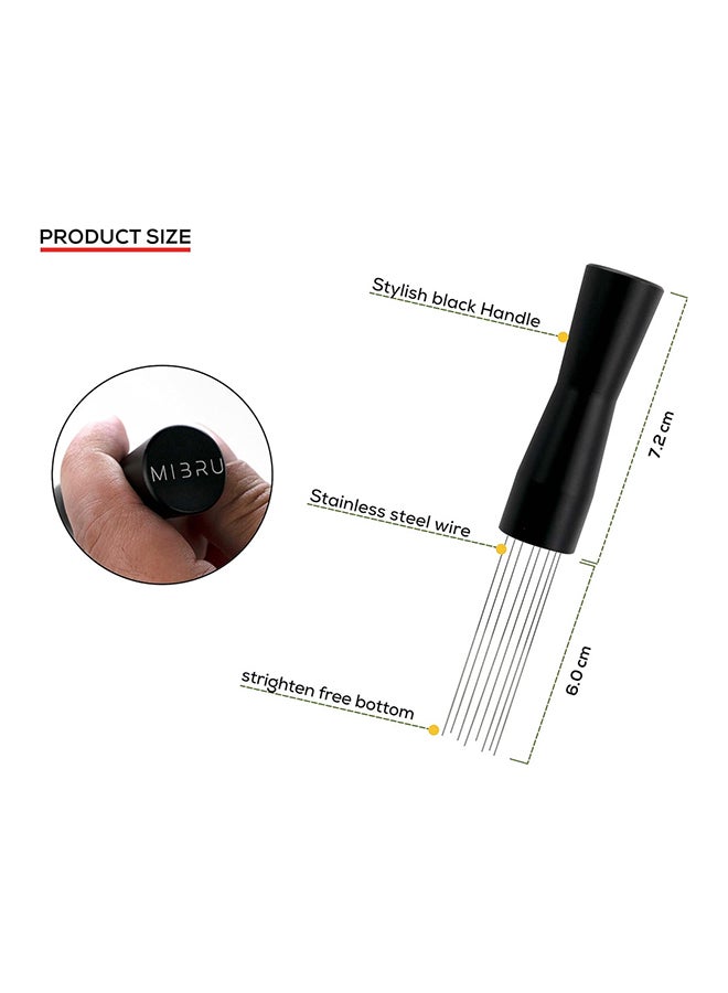MIBRU Coffee Needle Pen Size Wdt Tool Espresso Distribution Tool Coffee Powder Stirrer With Aluminum Stand Black 14x2.5x2.5cm  - Image 4