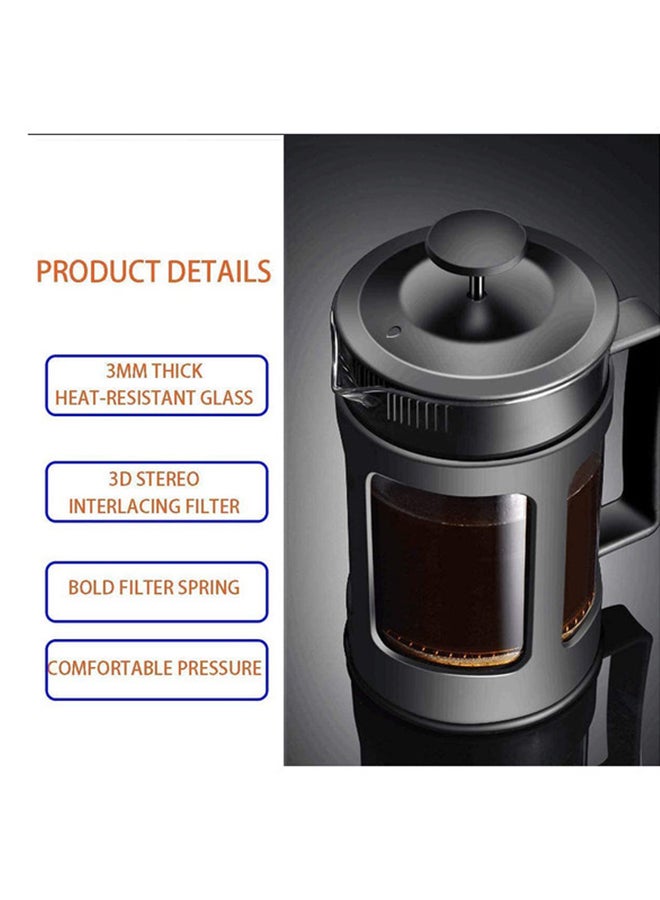 ماكينة صنع القهوة الفرنسية بالضغط، وعاء قهوة زجاجي 1-2 كوب شفاف/أسود، 350 مل شفاف/ أسود - Image 5