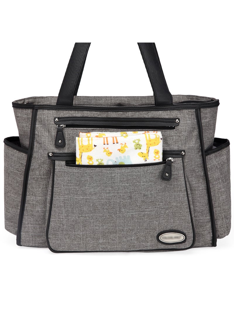 Little Story Betty Diaper Bag With Changing Mat For Baby Essentials - Grey  - Image 5