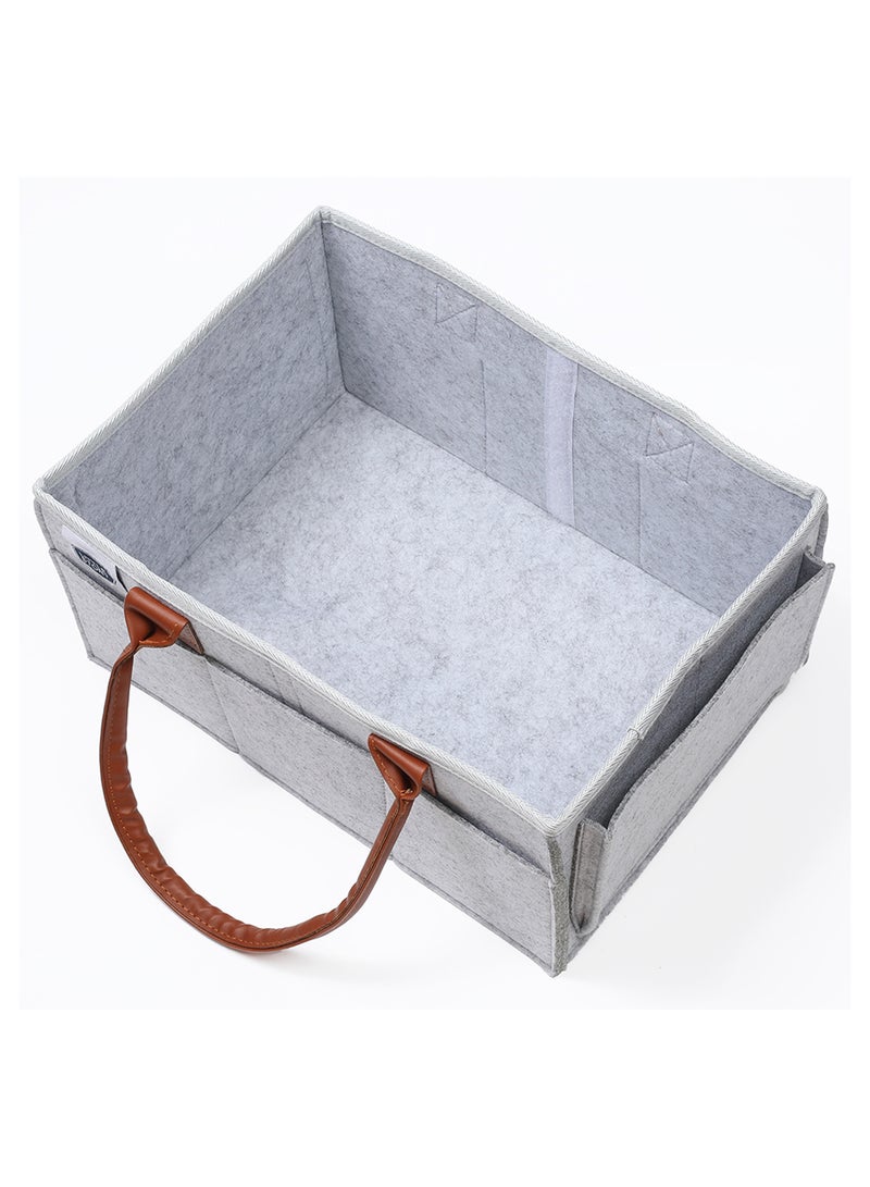 Little Story Foldable And Portable Diaper Caddy Organizer Caddy With Travel Pouch - Medium - Grey  - Image 3