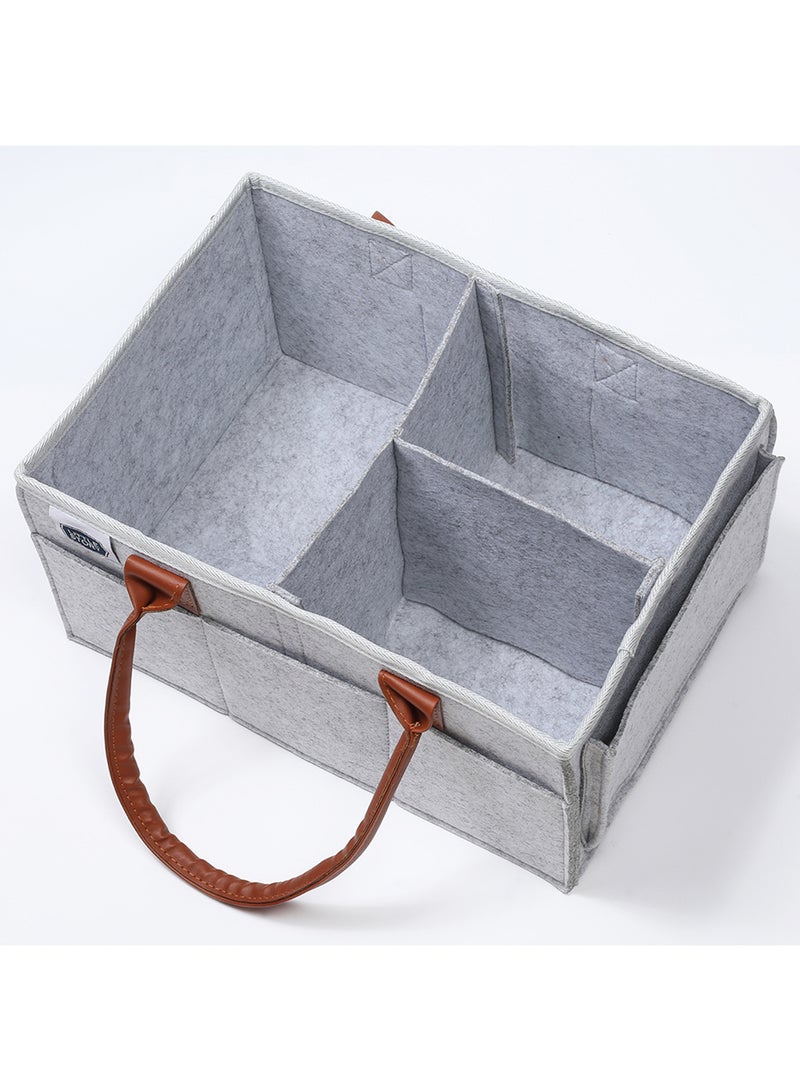 Little Story Foldable And Portable Diaper Caddy Organizer Caddy With Travel Pouch - Medium - Grey  - Image 4