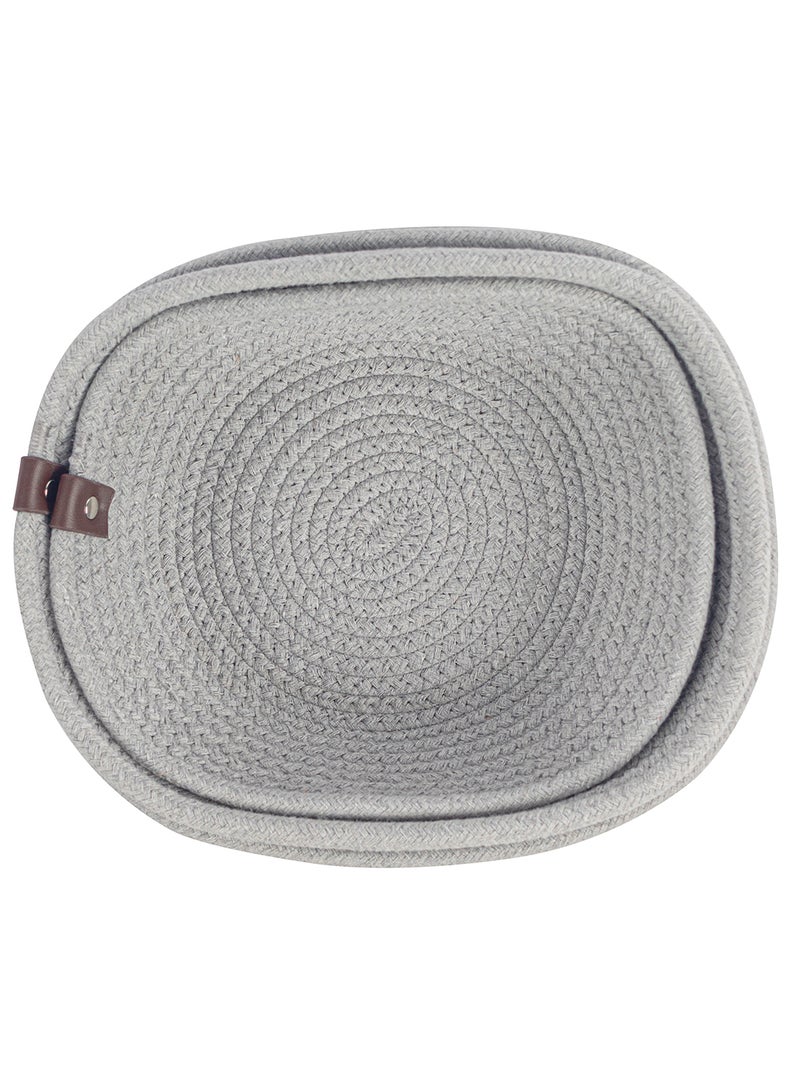 Little Story - Set Of 3 Multipurpose Rope Baskets For Baby Accessories - Grey - Image 1