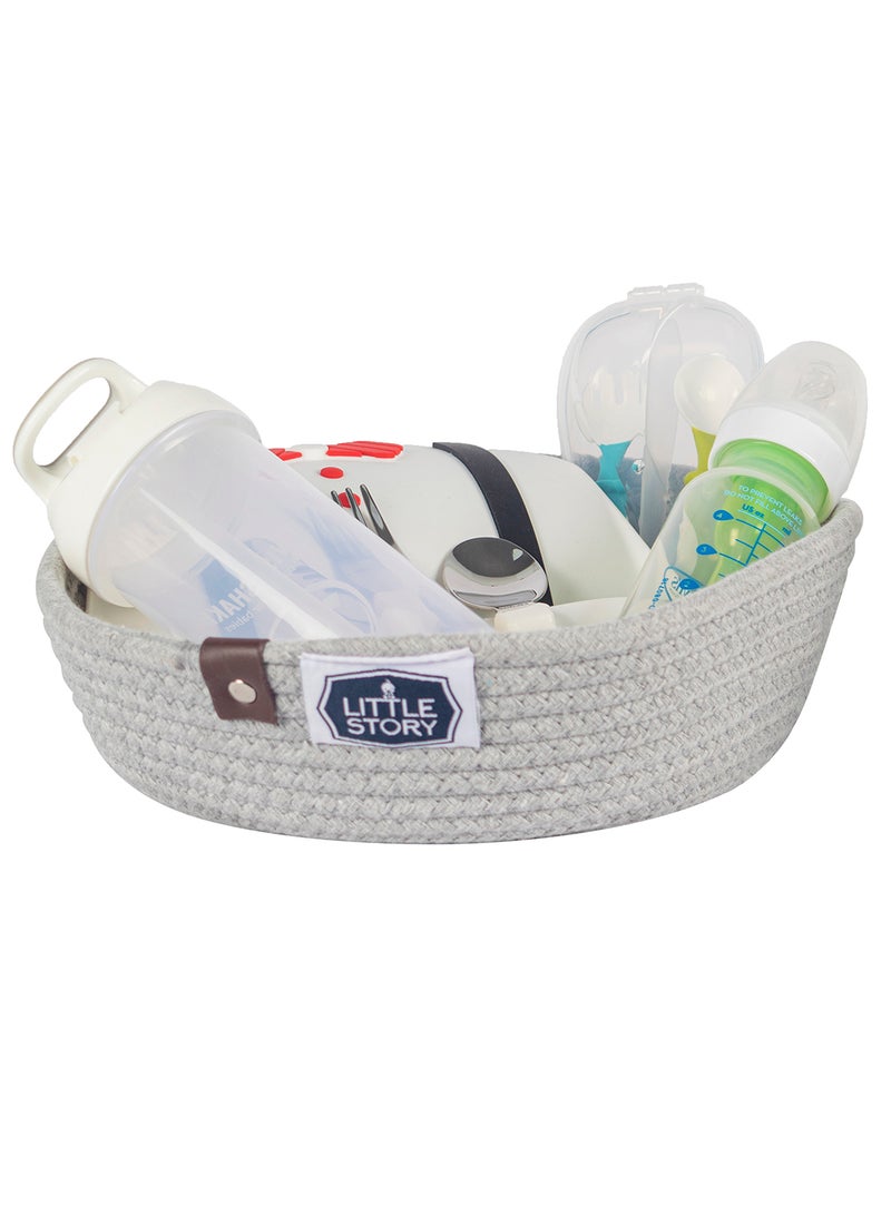 Little Story - Set Of 3 Multipurpose Rope Baskets For Baby Accessories - Grey - Image 1