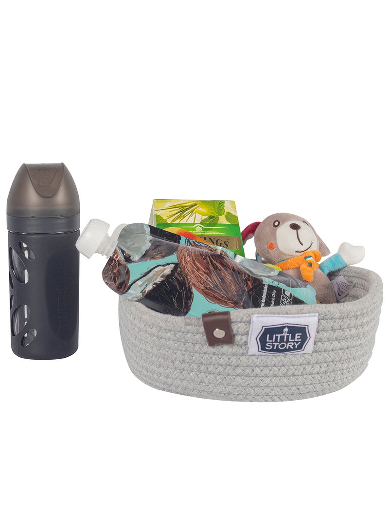 Little Story - Set Of 3 Multipurpose Rope Baskets For Baby Accessories - Grey - Image 1