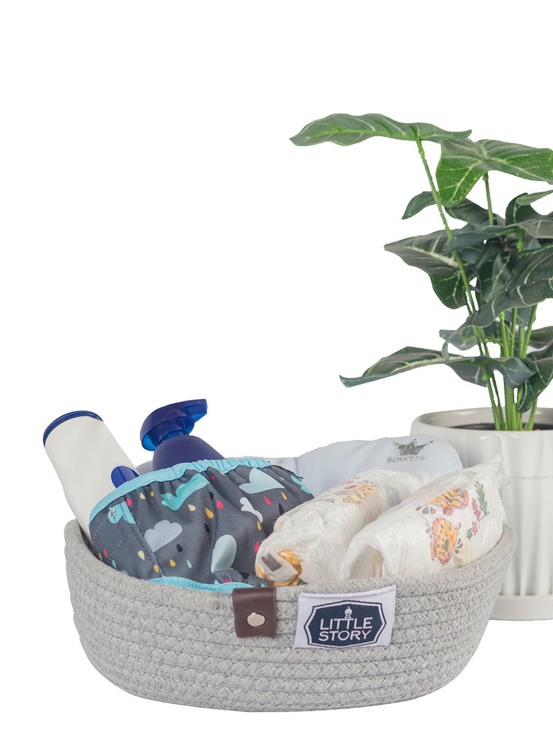 Little Story - Set Of 3 Multipurpose Rope Baskets For Baby Accessories - Grey - Image 1