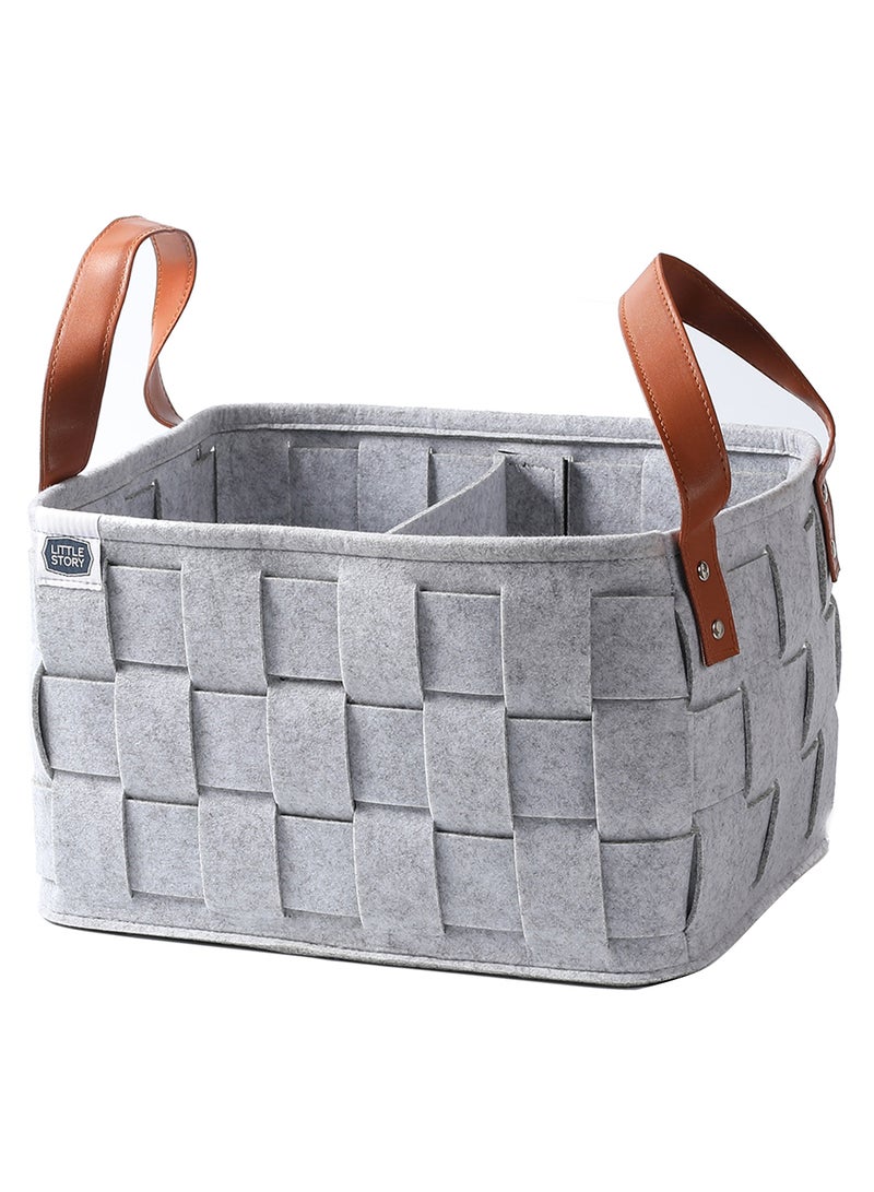 Little Story Multipurpose And Laundry Caddy Basket Felt - Grey - Image 1
