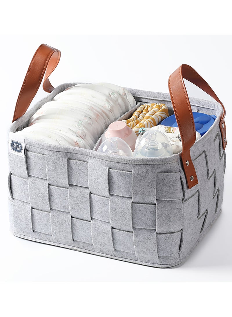 Little Story Multipurpose And Laundry Caddy Basket Felt - Grey - Image 2