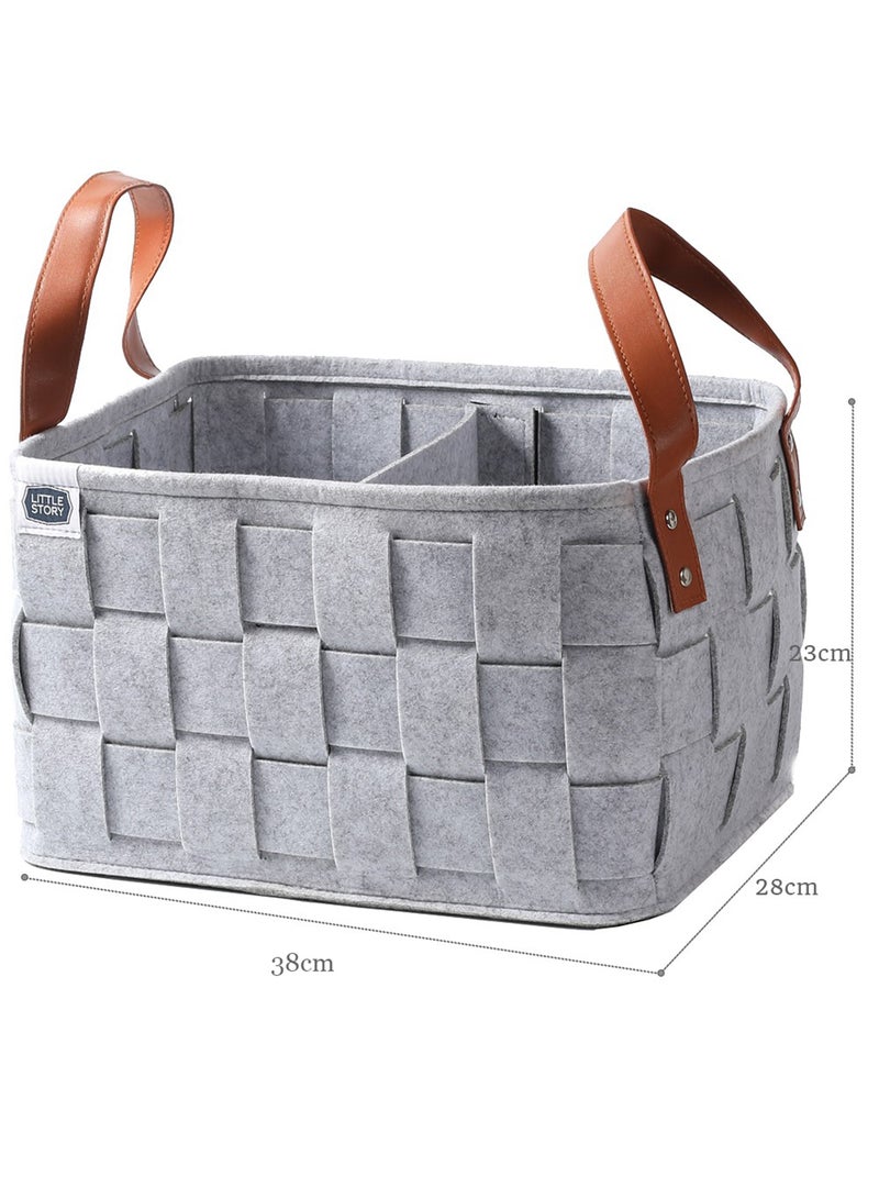 Little Story Multipurpose And Laundry Caddy Basket Felt - Grey - Image 5
