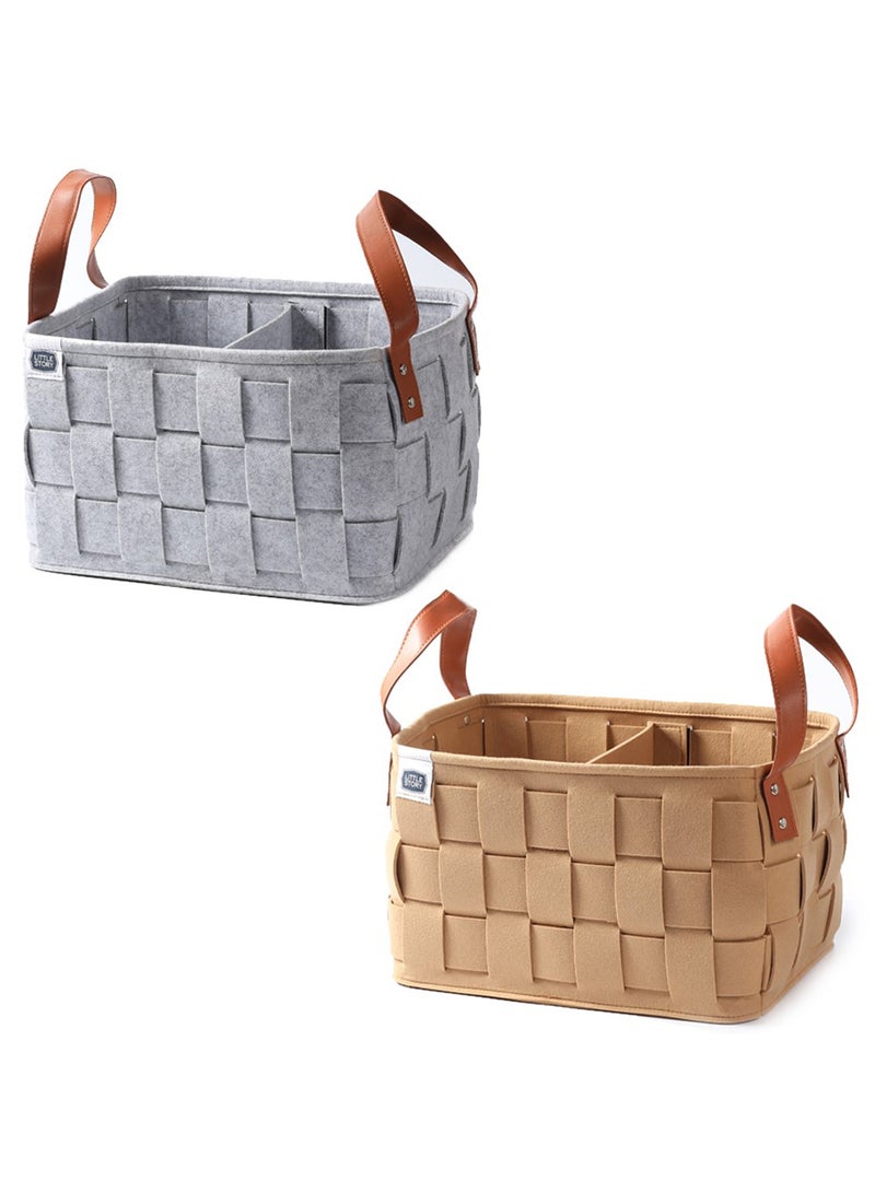 Little Story - Multipurpose And Laundry Caddy Basket Felt - Multicolour - Image 1