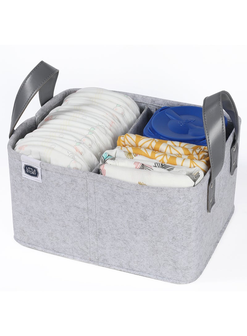 Little Story - Foldable And Portable Organizer Diaper Caddy Simplex - Grey - Image 1