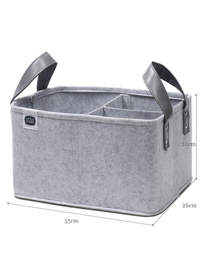 Little Story - Foldable And Portable Organizer Diaper Caddy Simplex - Grey - Image 1