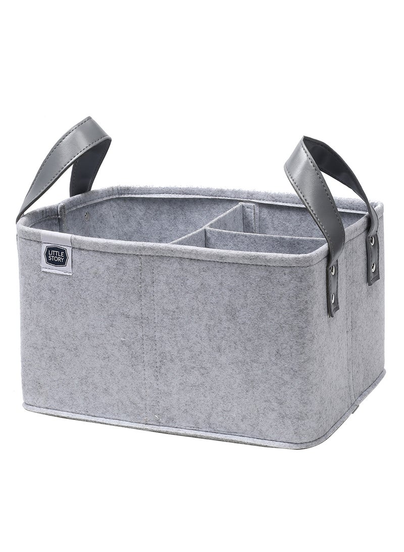 Little Story - Foldable And Portable Organizer Diaper Caddy Simplex - Grey - Image 1