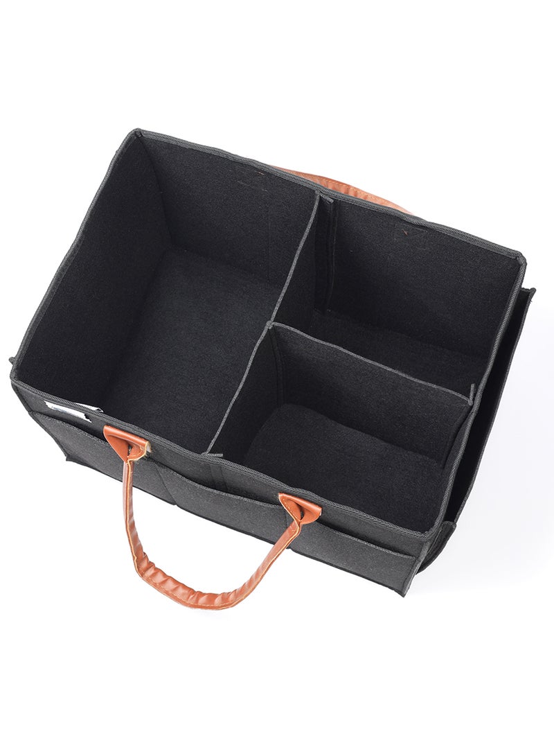Little Story Foldable And Portable Diaper Caddy Organizer Caddy With Travel Pouch - Large - Black  - Image 4