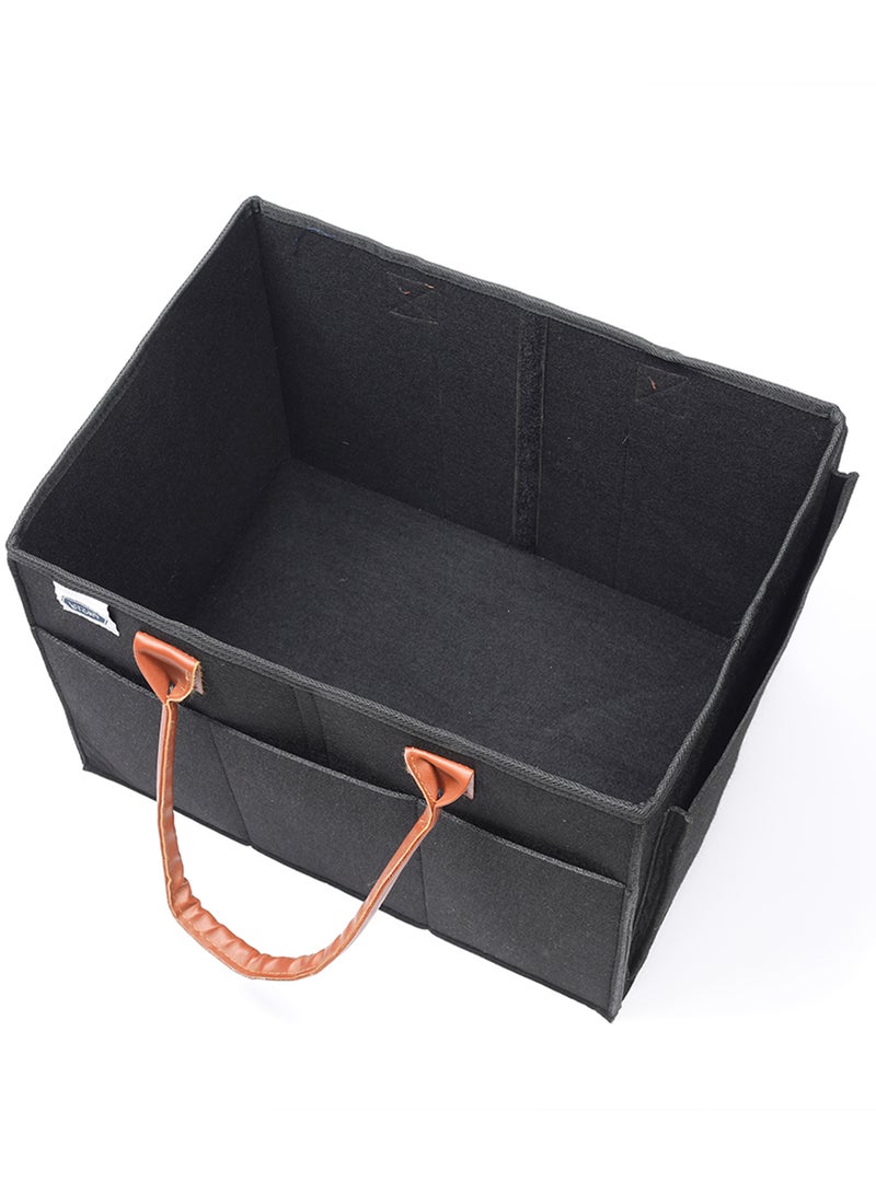 Little Story Foldable And Portable Diaper Caddy Organizer Caddy With Travel Pouch - Large - Black  - Image 3