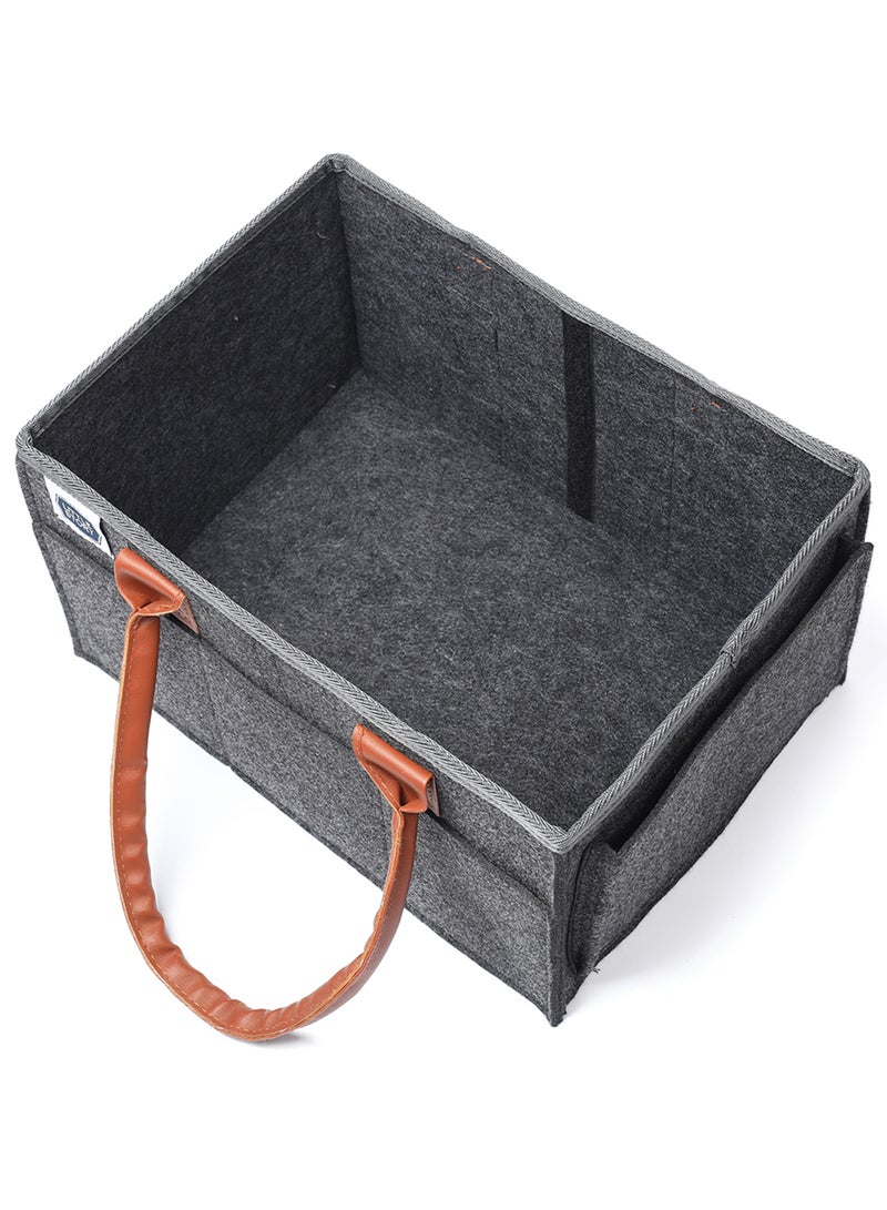 Little Story Foldable And Portable Diaper Caddy Organizer Caddy With Travel Pouch - Medium - Dark Grey  - Image 3
