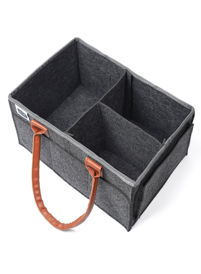 Little Story Foldable And Portable Diaper Caddy Organizer Caddy With Travel Pouch - Medium - Dark Grey  - Image 4