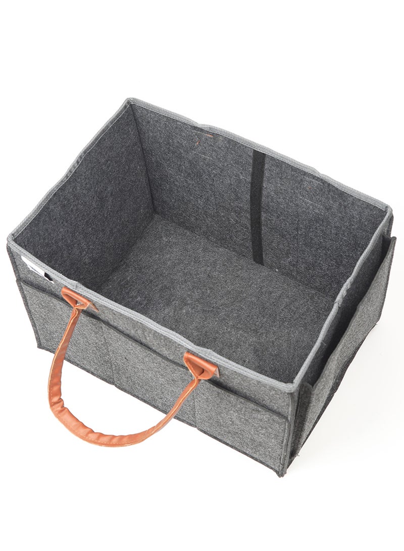 Little Story Foldable And Portable Diaper Caddy Organizer Caddy With Pouch - Large - Dark Grey  - Image 4