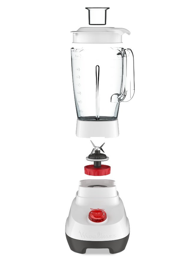 Moulinex Blender | Super Smoothie Maker | Mixer | 2 Attachments | 2 L 700 W LM207128 White / Red / Gray - Image 2