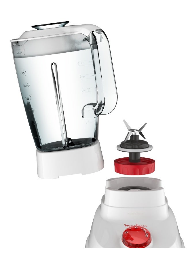 Moulinex Blender | Super Smoothie Maker | Mixer | 2 Attachments | 2 L 700 W LM207128 White / Red / Gray - Image 3