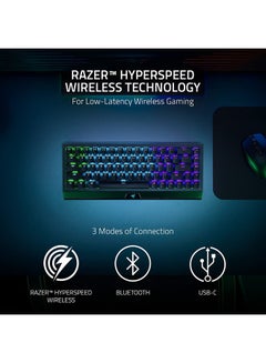 RAZER Razer Blackwidow V3 Mini Hyperspeed 65% Wireless Mechanical Gaming Keyboard Phantom Edition, Green Switches, RGB Customizable Backlighting, Doubleshot Abs Keycaps, Us Layout - Black  - Image 3