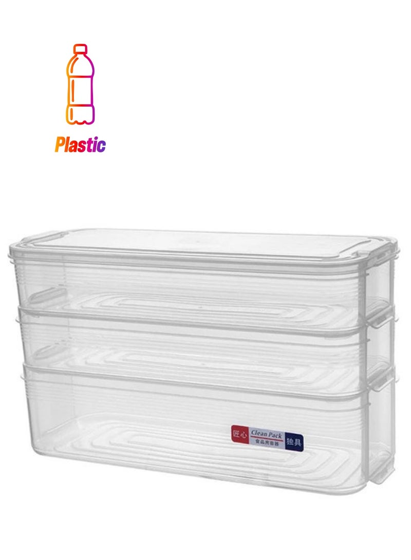 Fridge Organiser Storage Plastic Food Containers with Lid Clear 31 X 18 X 12.5cm - Image 1