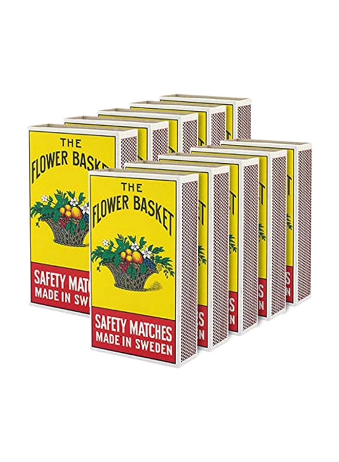 Set of 10 Flower Basket Safety Match Box Yellow 10cm