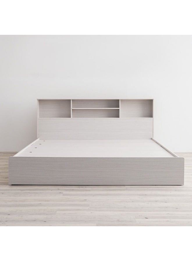 Gamorah 5 Pieces Bed Set King Size, Night Stand, Dresser And Stool with Mirror, Wood Washed White 180x200cm