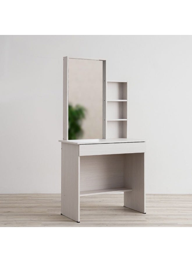 Gamorah 5 Pieces Bed Set King Size, Night Stand, Dresser And Stool with Mirror, Wood Washed White 180x200cm