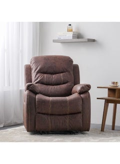 DANUBE HOME Adric Recliner Faux Leather Sofa Accent Relaxing Chair Metal Leg Single Seater Modern Design Living Room Furniture Brown Brown 82x80x98cm  - Image 1