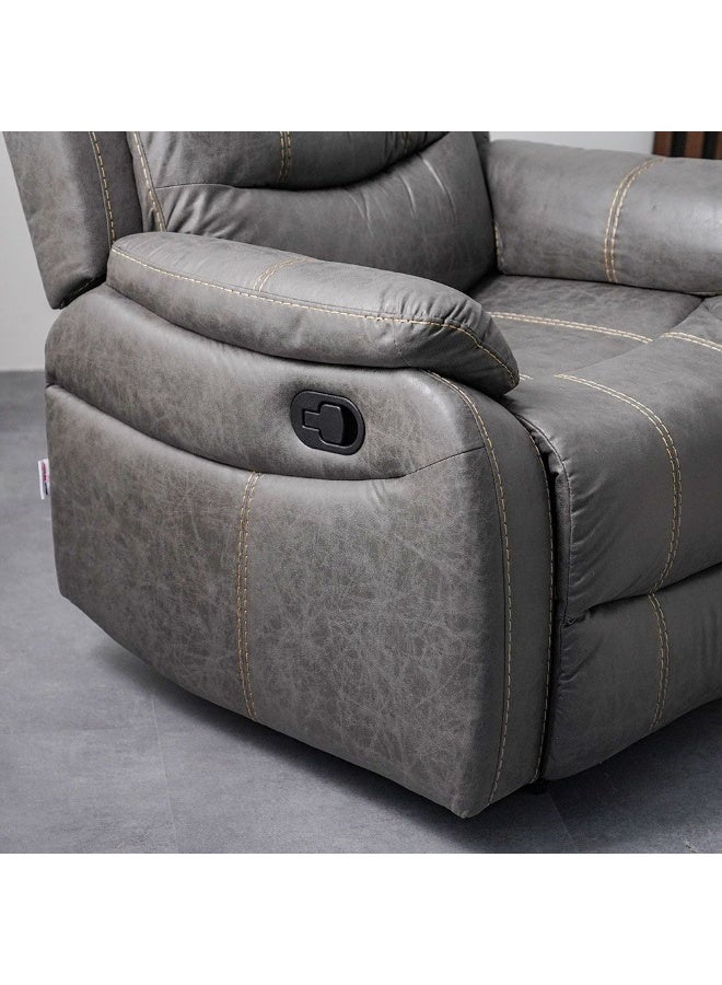 Adric Recliner Faux Leather Sofa Accent Relaxing Chair Metal Leg Single Seater Modern Design Living Room Furniture Dark Grey Dark Grey 82x80x98cm
