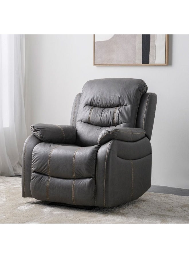 DANUBE HOME Adric Recliner Faux Leather Sofa Accent Relaxing Chair Metal Leg Single Seater Modern Design Living Room Furniture Dark Grey Dark Grey 82x80x98cm  - Image 1