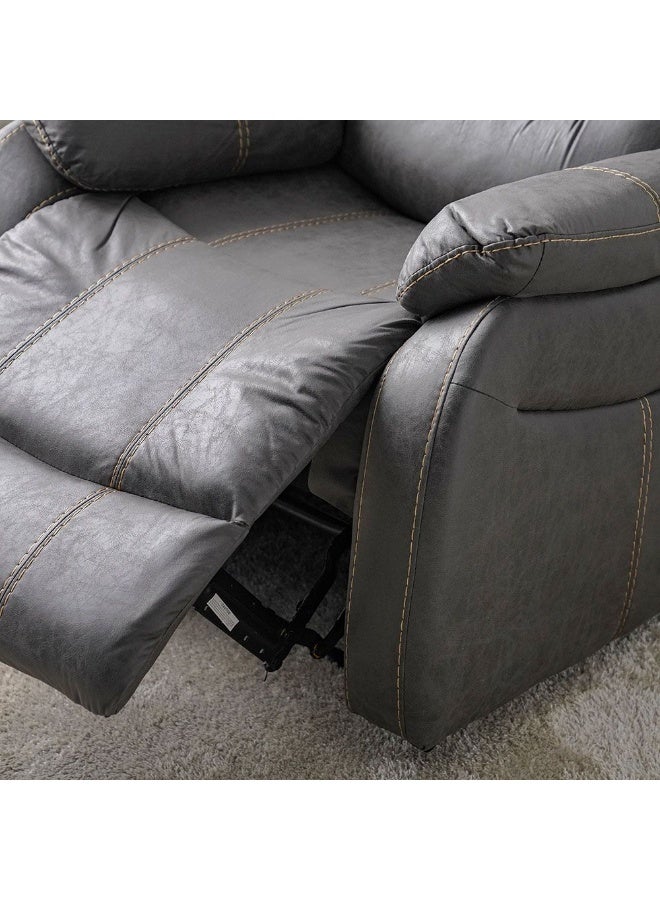 Adric Recliner Faux Leather Sofa Accent Relaxing Chair Metal Leg Single Seater Modern Design Living Room Furniture Dark Grey Dark Grey 82x80x98cm