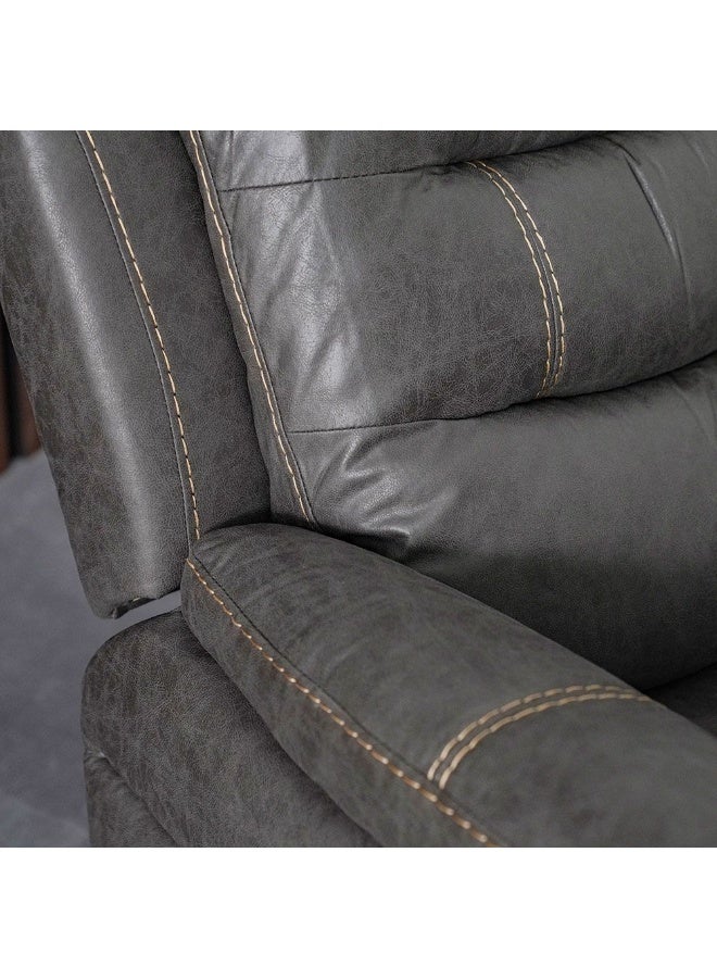 DANUBE HOME Adric Recliner Faux Leather Sofa Accent Relaxing Chair Metal Leg Single Seater Modern Design Living Room Furniture Dark Grey Dark Grey 82x80x98cm  - Image 4