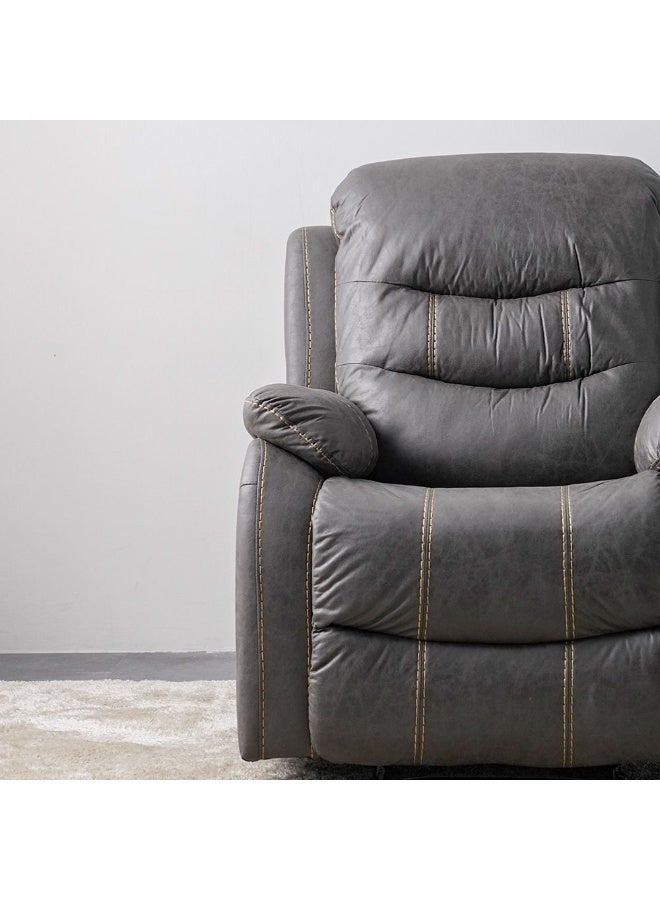 Adric Recliner Faux Leather Sofa Accent Relaxing Chair Metal Leg Single Seater Modern Design Living Room Furniture Dark Grey Dark Grey 82x80x98cm