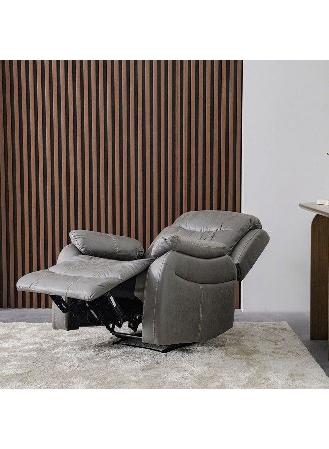 DANUBE HOME Adric Recliner Faux Leather Sofa Accent Relaxing Chair Metal Leg Single Seater Modern Design Living Room Furniture Dark Grey Dark Grey 82x80x98cm  - Image 5