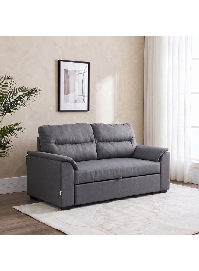 DANUBE HOME Balmond 3 Seater Fabric Sofabed I Convertible Two Seat Sleeping Sofa Bed I Modern Design Living Room Furniture L 172 x W 100 x H 88 cm - Grey Grey - Image 1