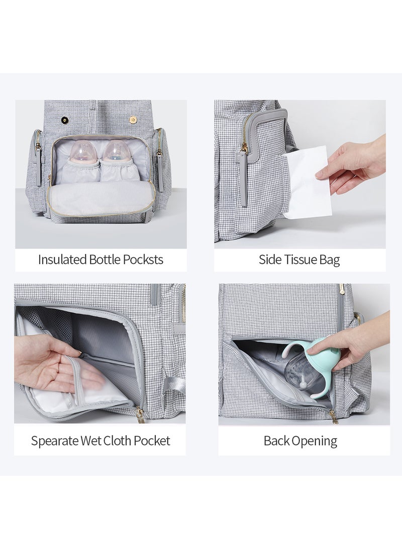 صنفينو حقيبة ظهر فوج لحفاضات الأطفال حديثي الولادة مصنوعة من قماش عالي الجودة ومزودة بسحاب وأجزاء مغناطيسية للإغلاق - لون رمادي - Image 5