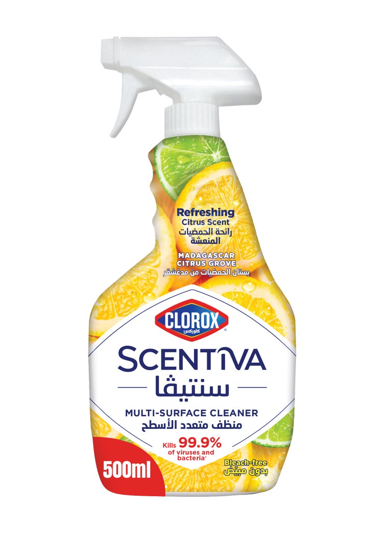 Clorox Scentiva Multi Surface Spray Cleaner 500ml, Madagascar Citrus Grove, Bleach Free Orange 500ml  - Image 1