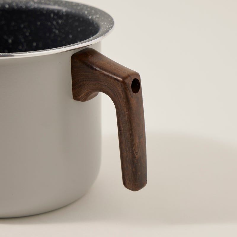 ألبرتو وعاء حليب جرانيت مع مقبض خشب من البرتو باللون الرمادي 14 سم رمادي 19x13x15سم - Image 2