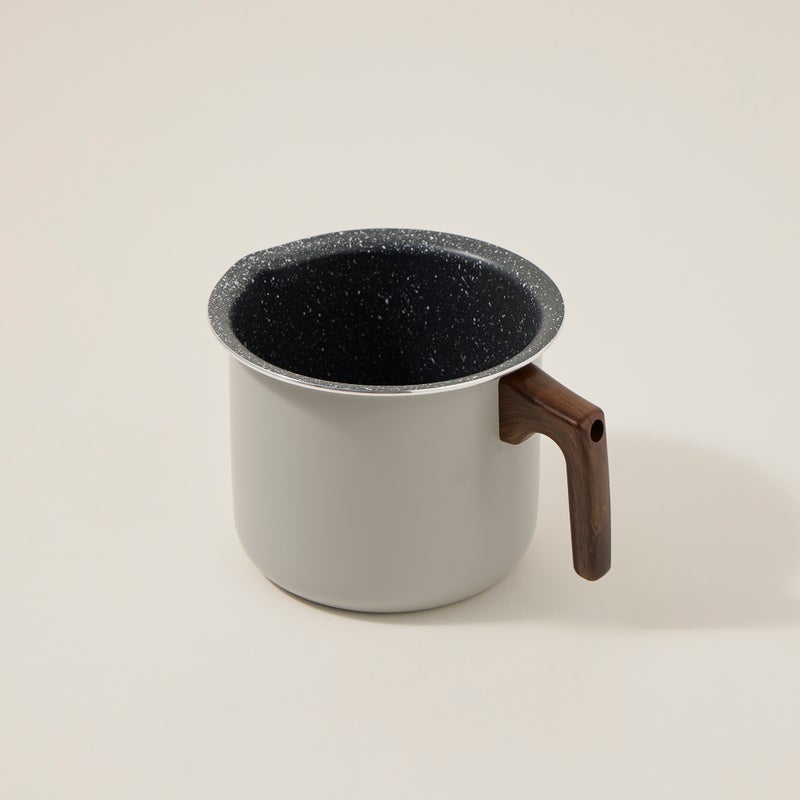 ألبرتو وعاء حليب جرانيت مع مقبض خشب من البرتو باللون الرمادي 14 سم رمادي 19x13x15سم - Image 1