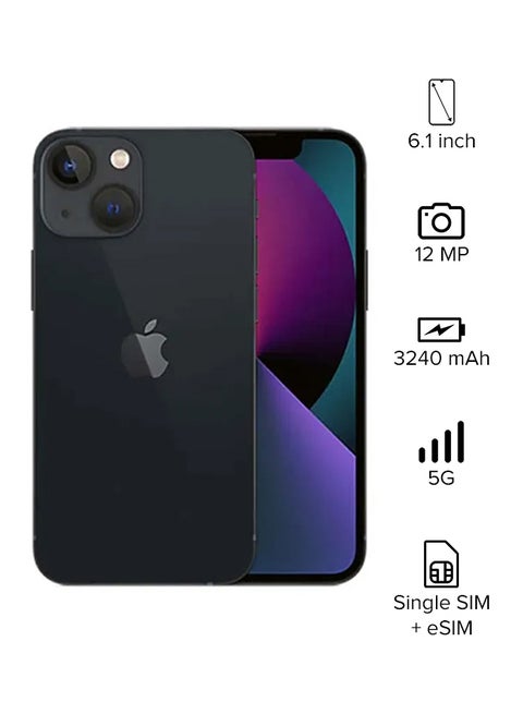 آيفون 13 بذاكرة تخزين داخلية 128 جيجابايت يدعم تقنية 5G مع تطبيق فيس تايم - إصدار الإمارات العربية المتحدة - بلون سماء الليل